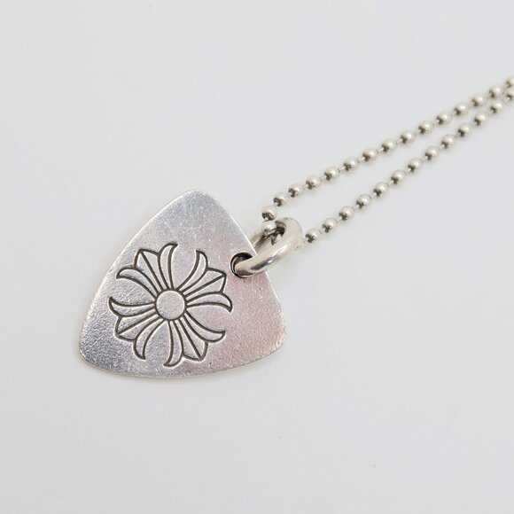Authentic Chrome Hearts Guitar Pick Pendant + Ball Chain Necklace - Picture 3 of 7